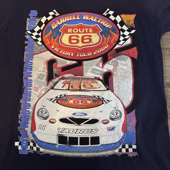 Vintage Darrell Waltrip NASCAR Shirt Sz L Route 66 Racing Double Sided Graphic - Picture 9 of 10